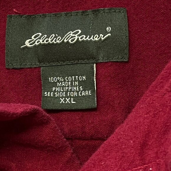 Eddie Bauer Mens Shirt XXL Red Heavy Flannel Shacket Pockets Utility Gorpcore - Picture 3 of 5